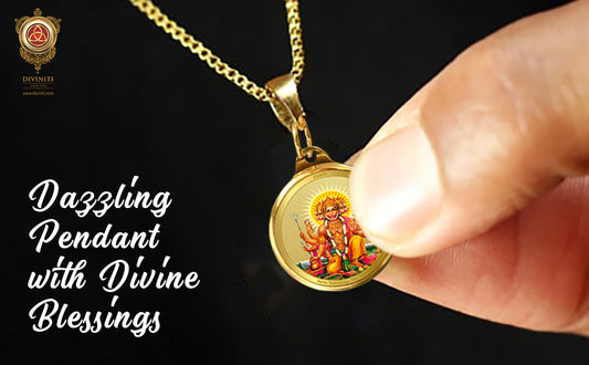 Diviniti 24K Double sided Gold Plated Pendant Panchmukhi Hanuman & Yantra|28 MM Flip Coin (1 PCS)