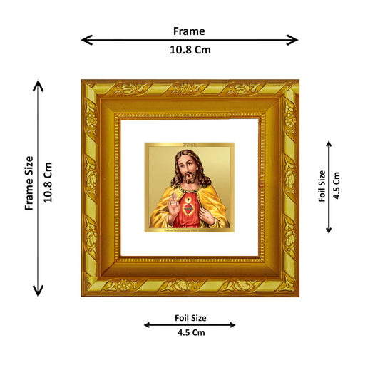 DIVINITI 24K Gold Plated Jesus Christ Photo Frame For Home Decor, Tabletop, Gift (10.8 X 10.8 CM)