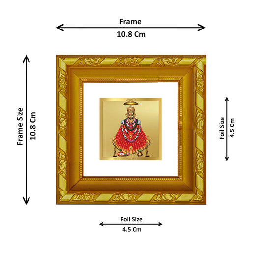 DIVINITI 24K Gold Plated Khatu Shyam Photo Frame For Home Decor, Office, Puja, Gift (10.8 X 10.8 CM)