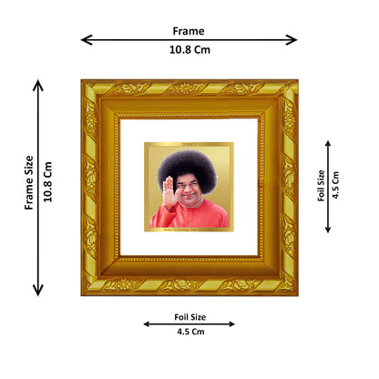DIVINITI 24K Gold Plated Sathya Sai Baba Religious Photo Frame For Home Decor, Gift, Prayer (10.8 X 10.8 CM)