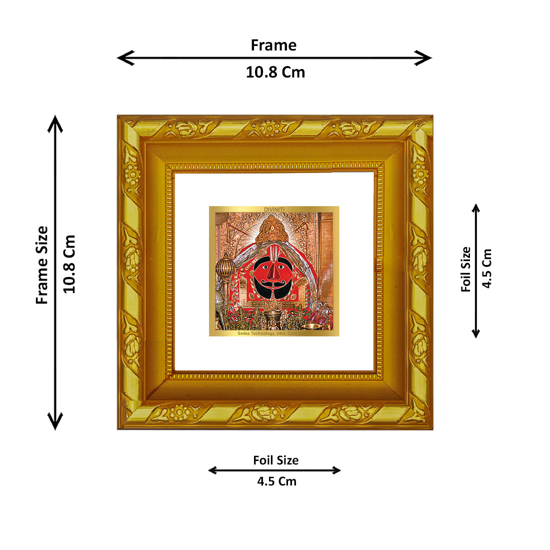 DIVINITI 24K Gold Plated Salasar Balaji Photo Frame For Living Room, Puja Room, Gift (10.8 X 10.8 CM)