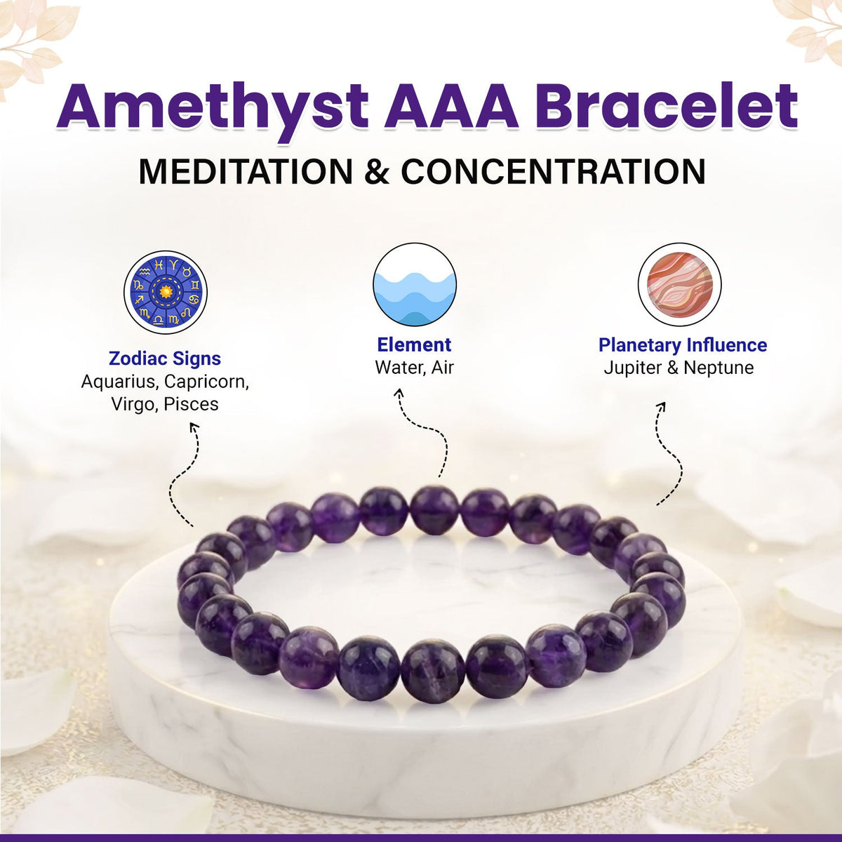 Amethyst AAA Bracelet Meditation & Concentration