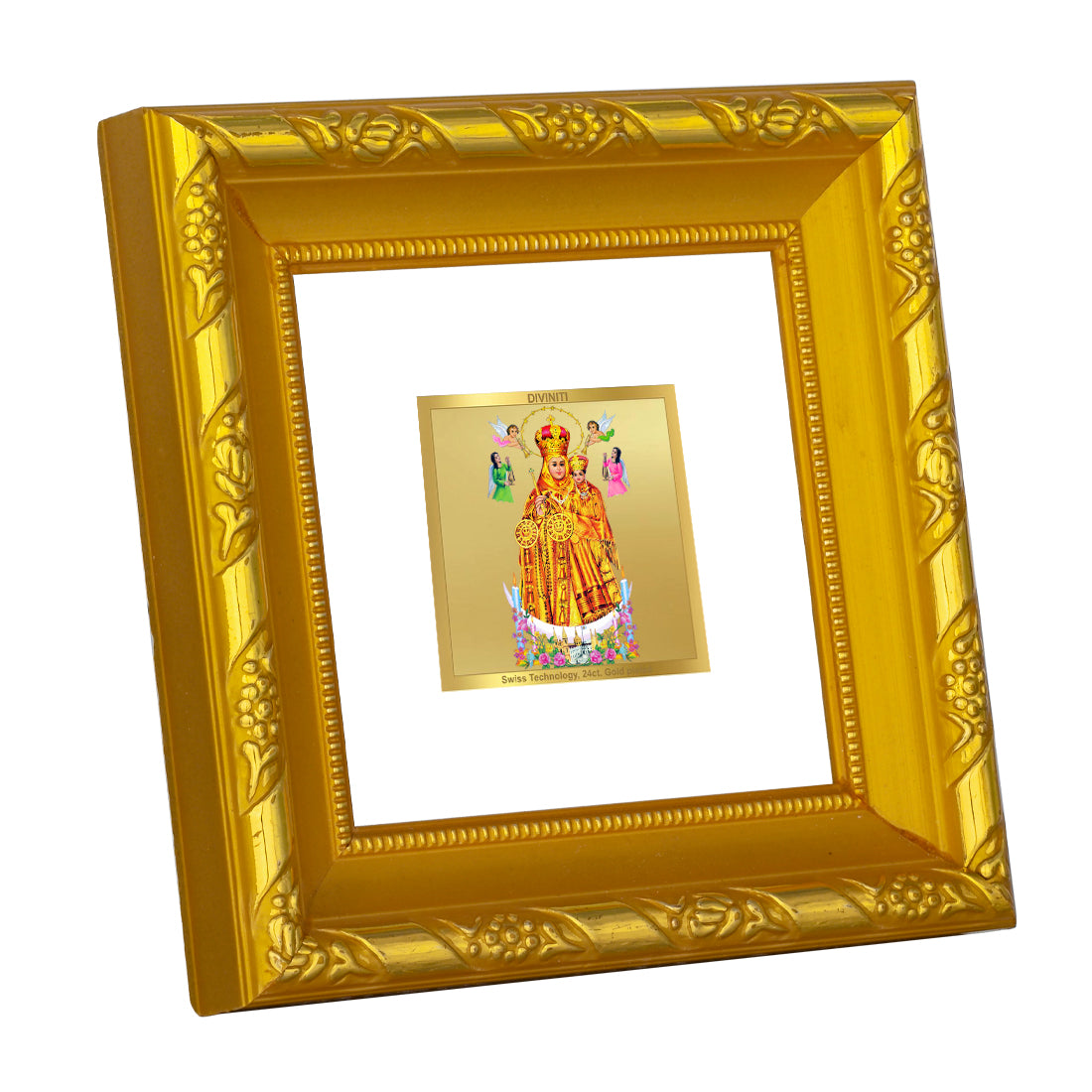 DIVINITI 24K Gold Plated Lady of Health Photo Frame For Home Decor Showpiece, Luxury Gift (10.8 X 10.8 CM)