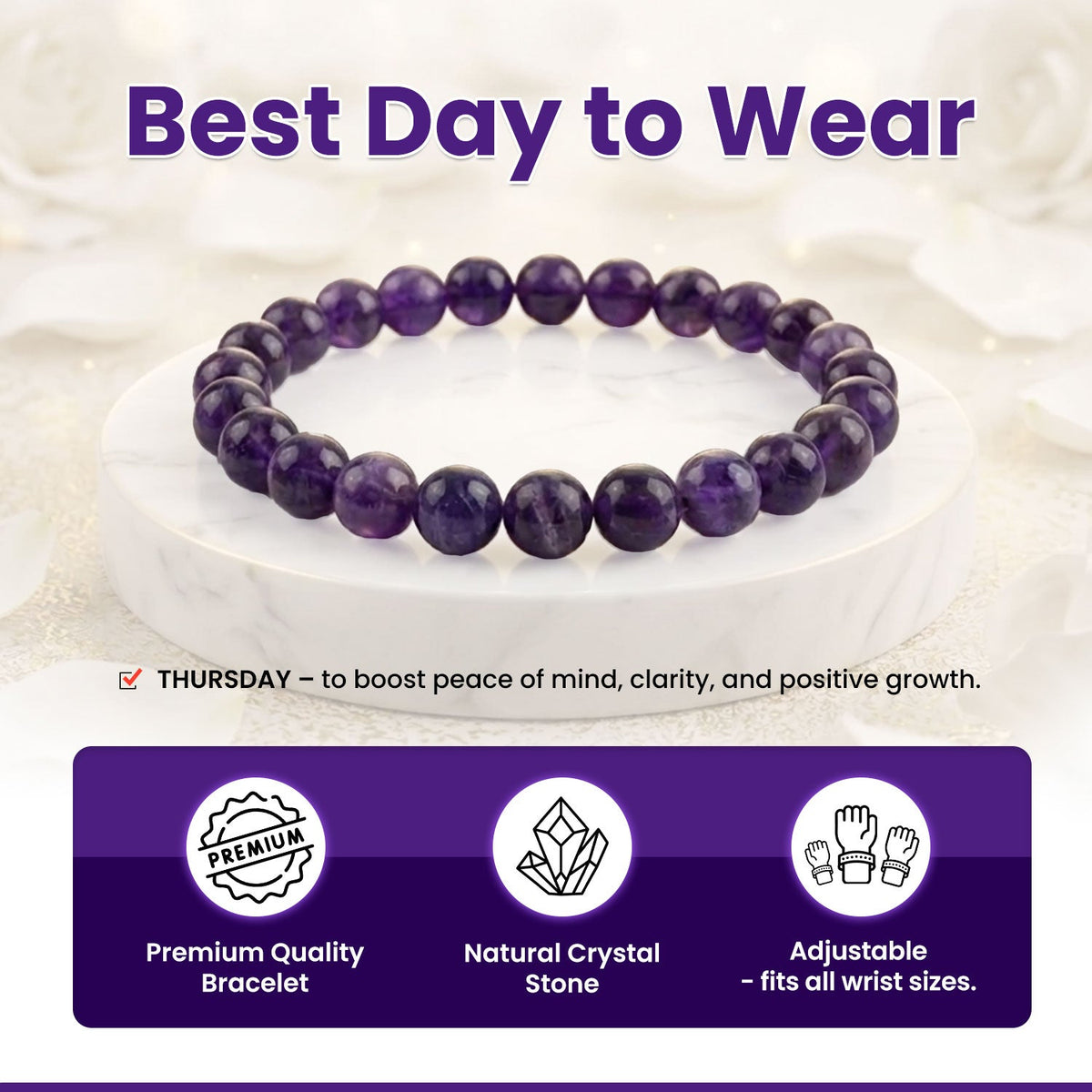 Amethyst AAA Bracelet Meditation & Concentration