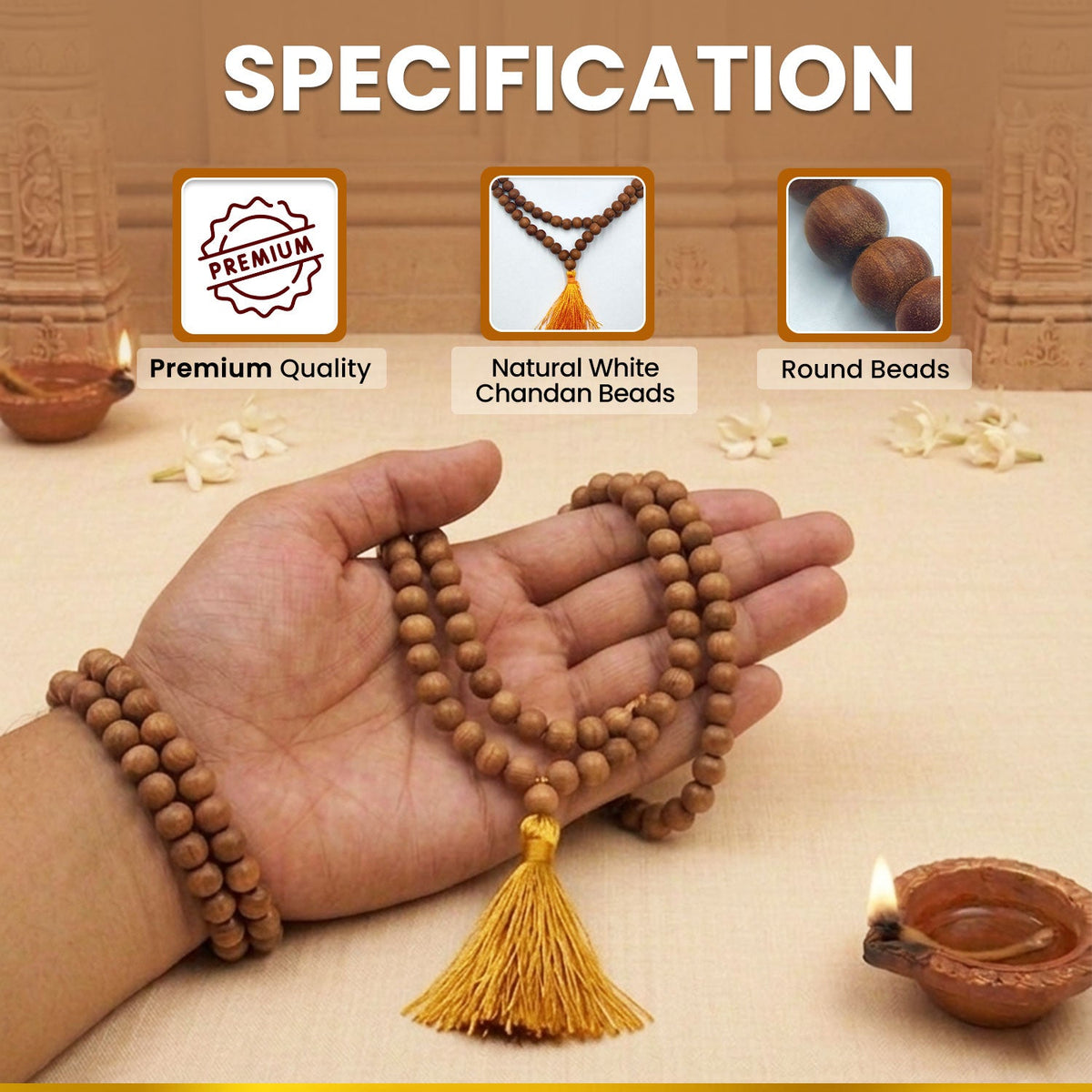 White Chandan Mala