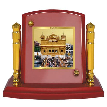 Diviniti 24K Gold Plated Golden Temple For Car Dashboard, Home Decor Showpiece, Gift (7 x 9 CM)
