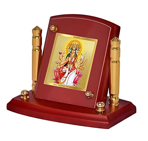 Diviniti 24K Gold Plated Goddess Gayatri For Car Dashboard, Home Decor, Puja Room, Gift (7 x 9 CM)