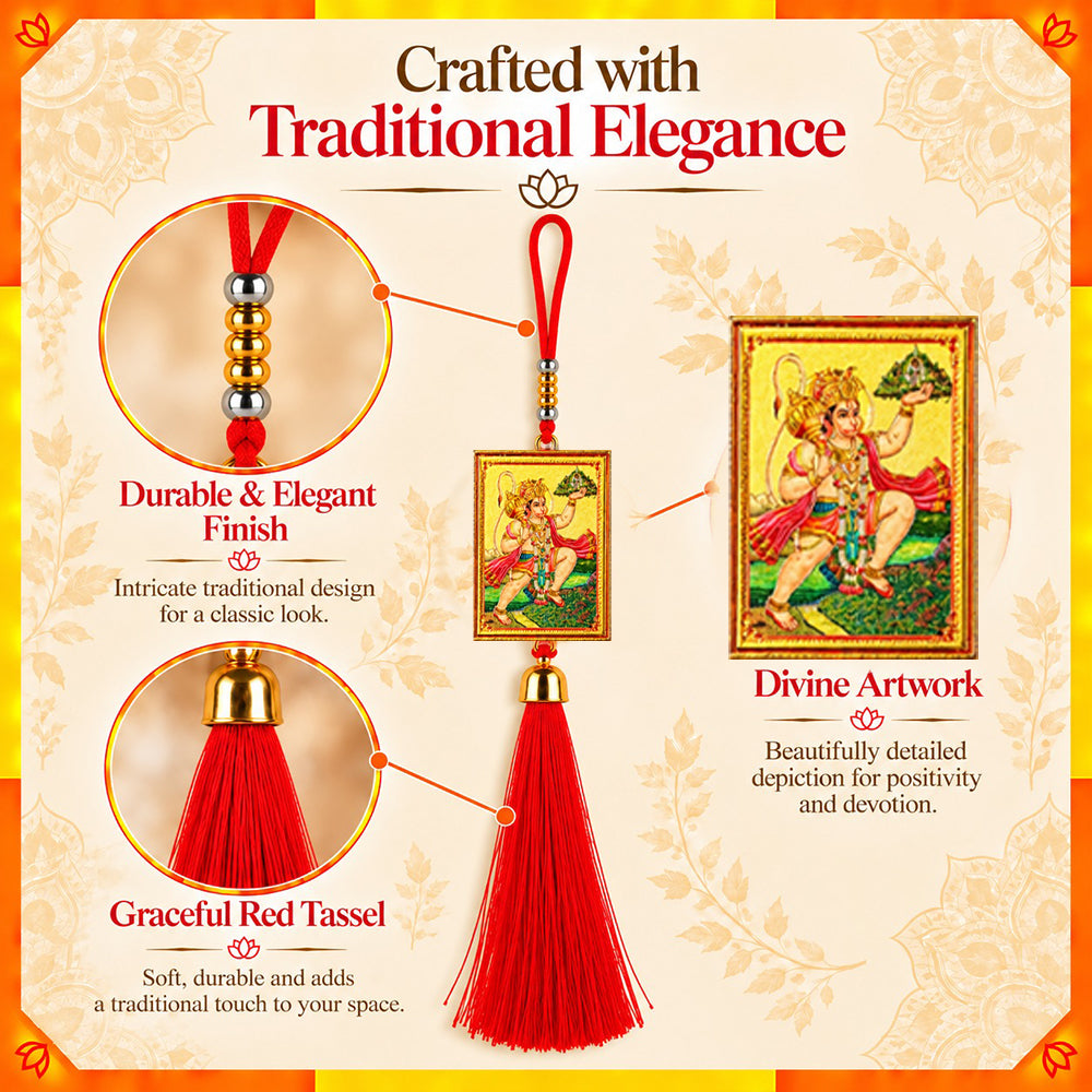 Hanuman Ji Hanging Dangler with Red Tassel | Spiritual Car & Home Hanging | Devotional Gift