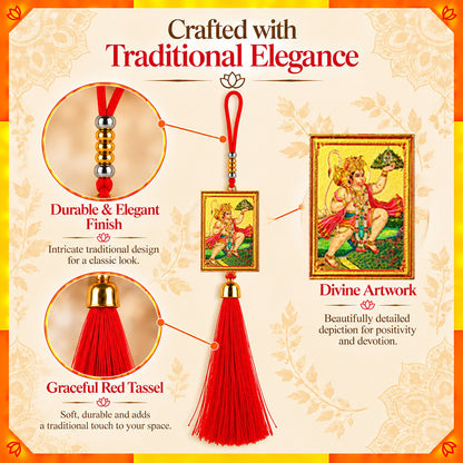 Hanuman Ji Hanging Dangler with Red Tassel | Spiritual Car & Home Hanging | Devotional Gift