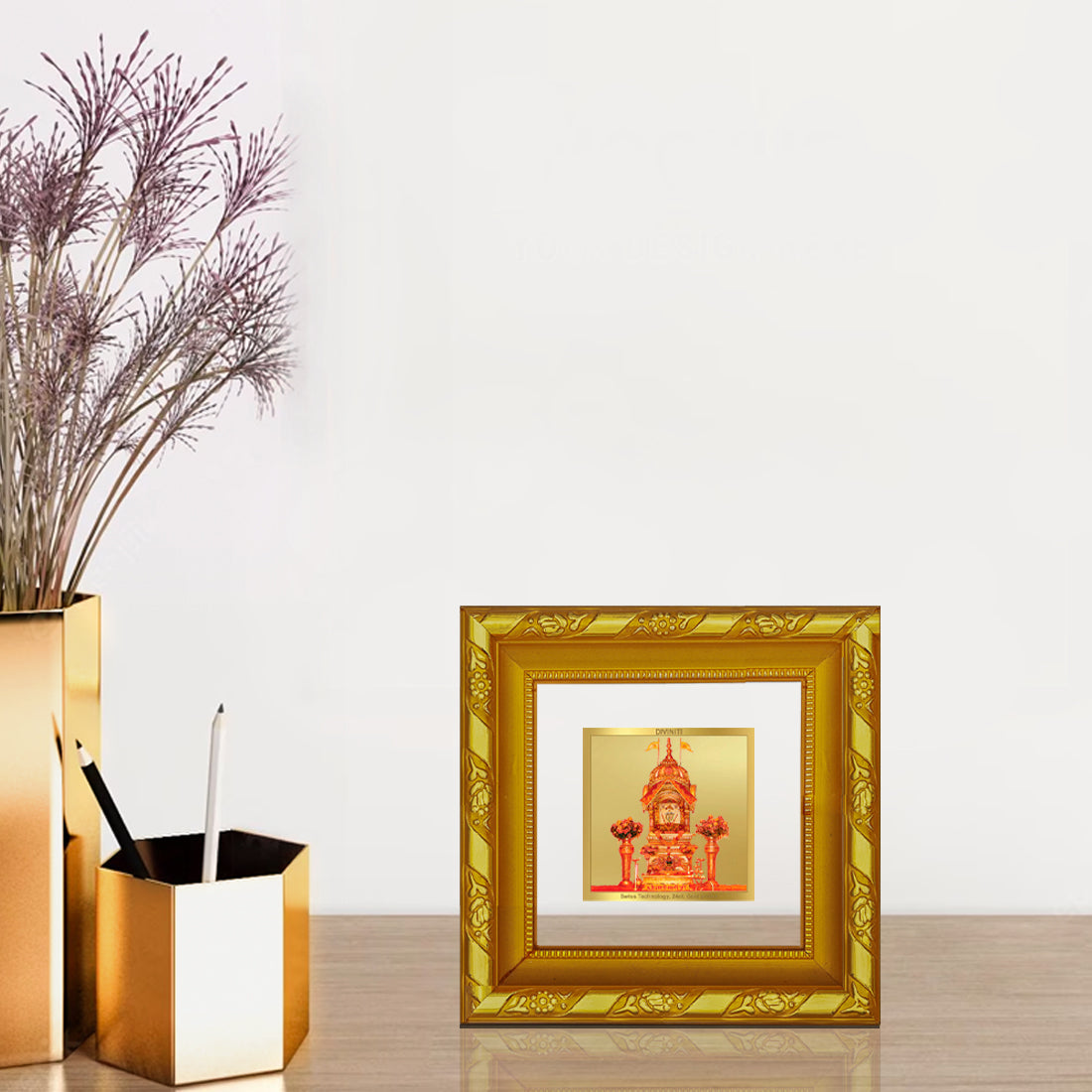 DIVINITI 24K Gold Plated Rani Sati Photo Frame For Home Decoration, Table, Gift (10.8 X 10.8 CM)