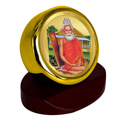 Diviniti 24K Gold Plated Baba Lokenath Frame For Car Dashboard, Home Decor, Gift & Prayer (5.5 x 5.0 CM)