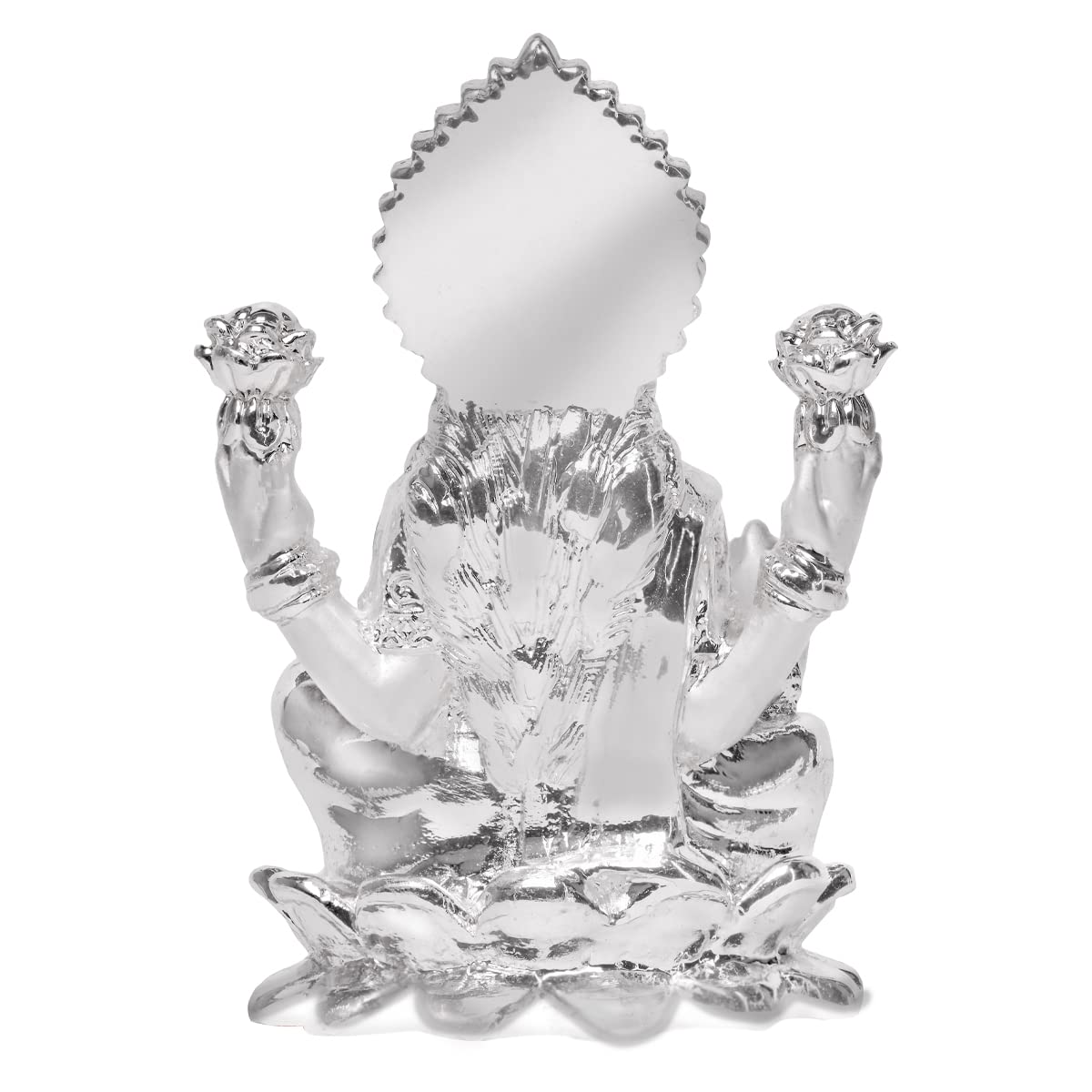 DIVINITI 999 Silver Plated Goddess Laxmi Idol For Home Decor, Tabletop, Puja Room, Wealth (6.5 X 4.2 CM)