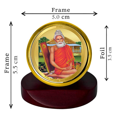 Diviniti 24K Gold Plated Baba Lokenath Frame For Car Dashboard, Home Decor, Gift & Prayer (5.5 x 5.0 CM)