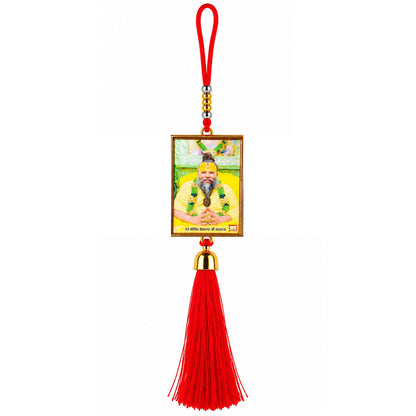 Premanand Ji Maharaj Ji Hanging Dangler with Red Tassel | Spiritual Car & Home Hanging | Devotional Gift