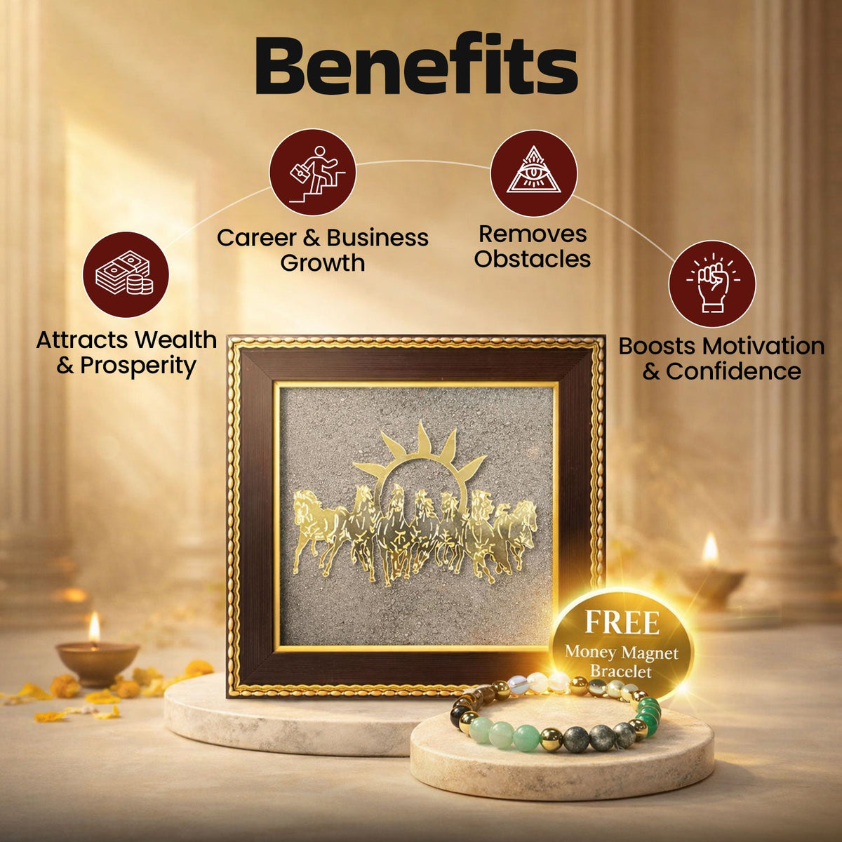 7 Horses Yantra for Wealth & Success + FREE Money Magnet Bracelet