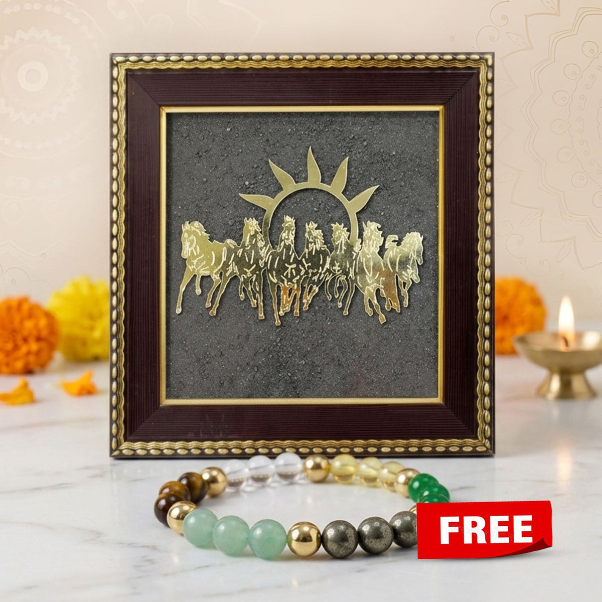 7 Horses Yantra for Wealth & Success + FREE Money Magnet Bracelet