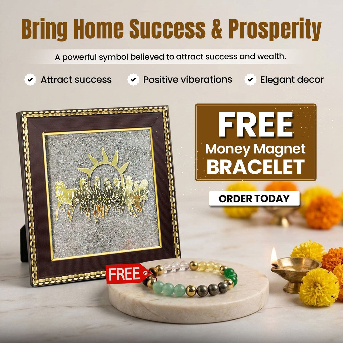 7 Horses Yantra for Wealth & Success + FREE Money Magnet Bracelet