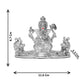 DIVINITI 999 Silver Plated Ganesha and Mooshak Idol For Home Decor, Tabletop, Puja Room (8.7 X 11.6 CM)