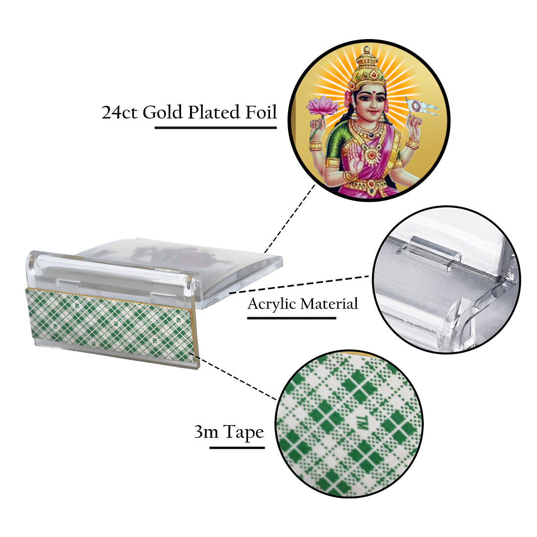Aadi Lakshmi Gold Frame for Car & Home Decor