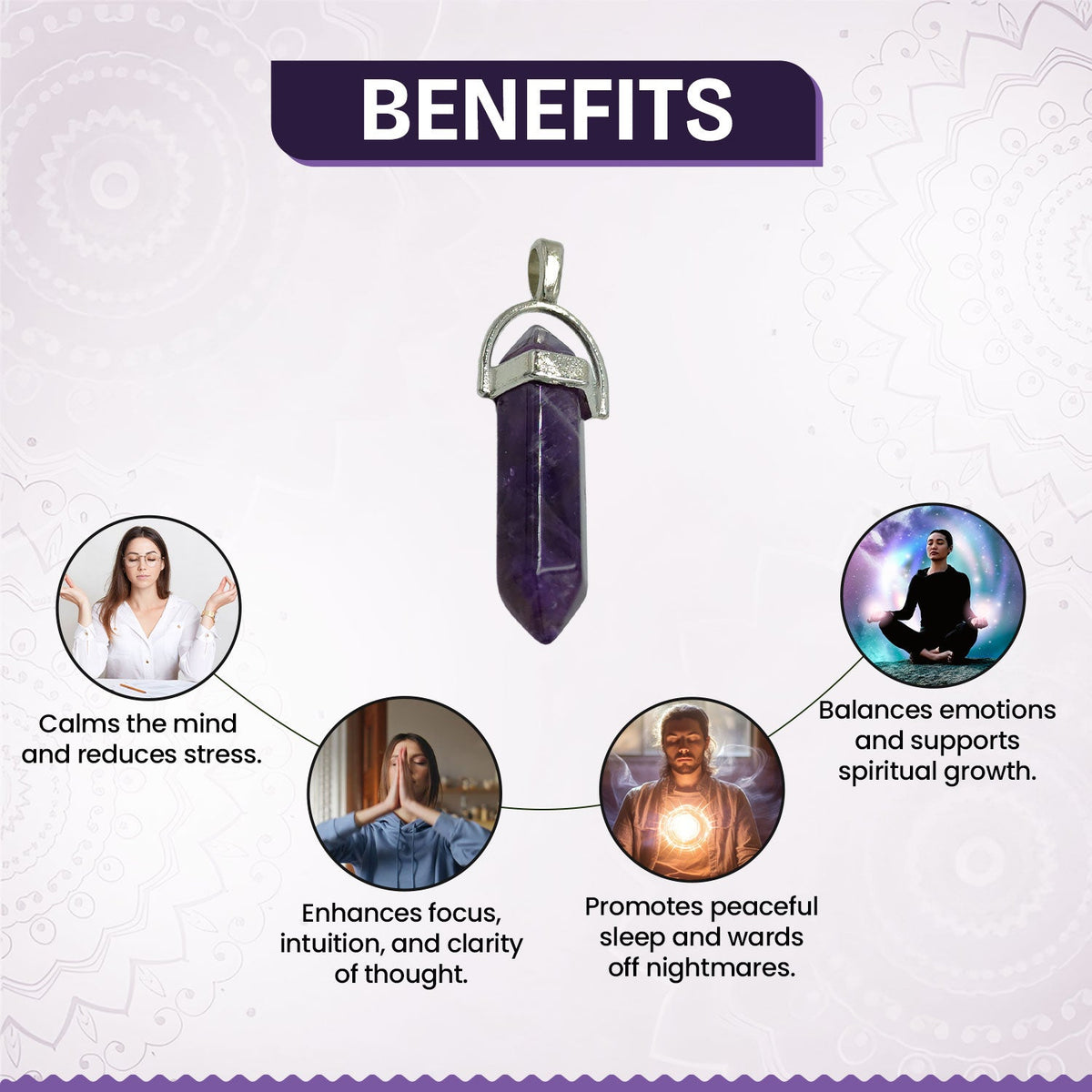 Amethyst Candle Crystal Pendant