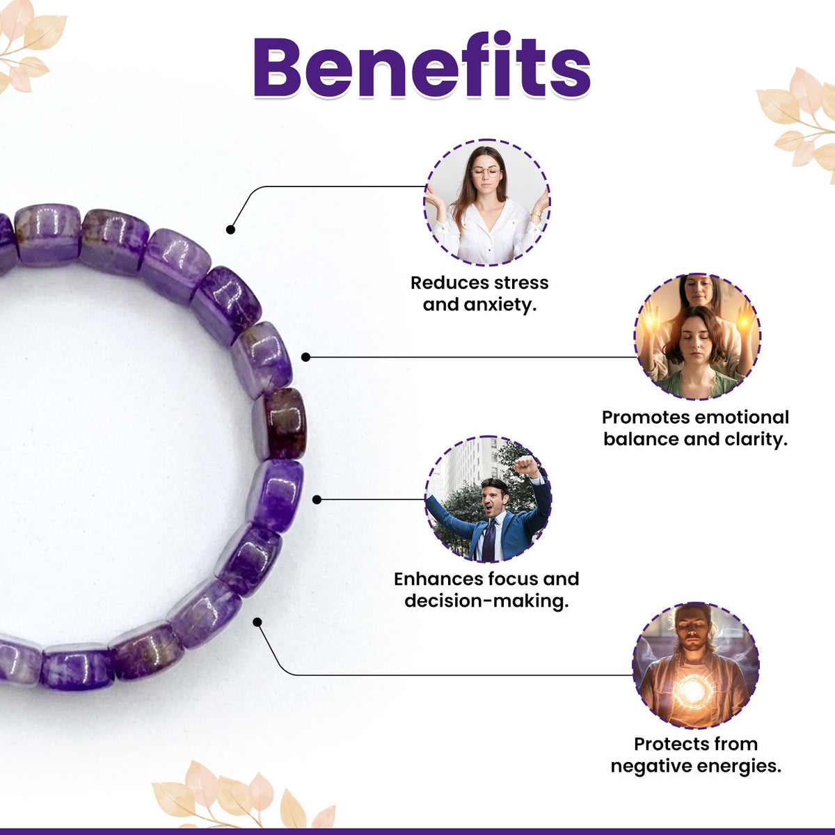 Amethyst Flat Shape Bracelet