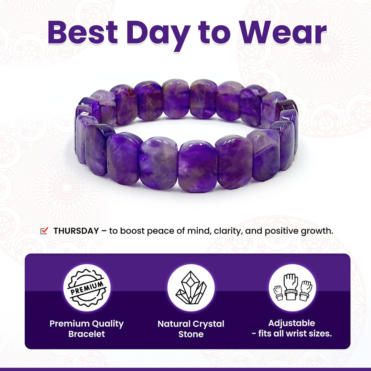 Amethyst Flat Shape Bracelet