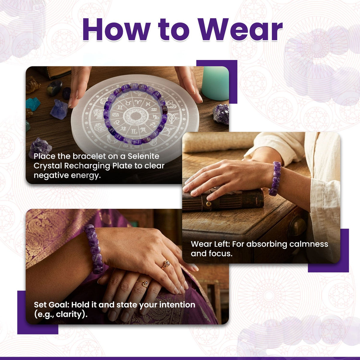 Amethyst Flat Shape Bracelet