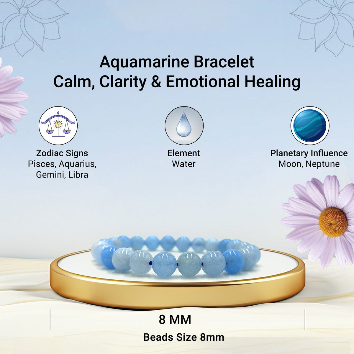 Aquamarine Bracelet For Communication Harmony