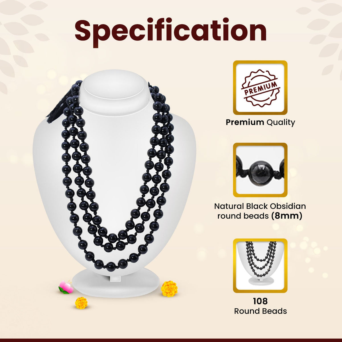 Black Obsidian Mala