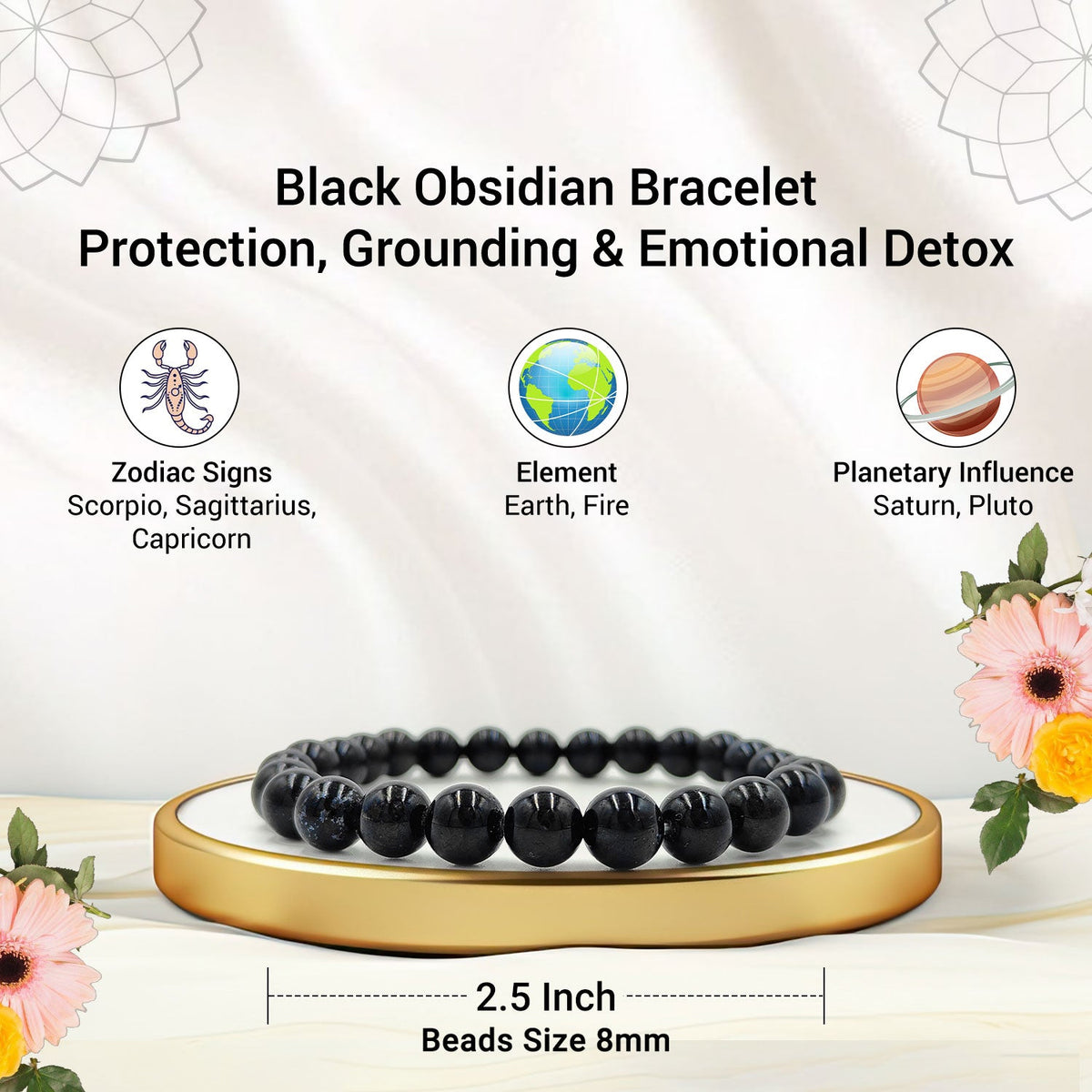 Black Obsidian Bracelet For Protection & Problem Solver