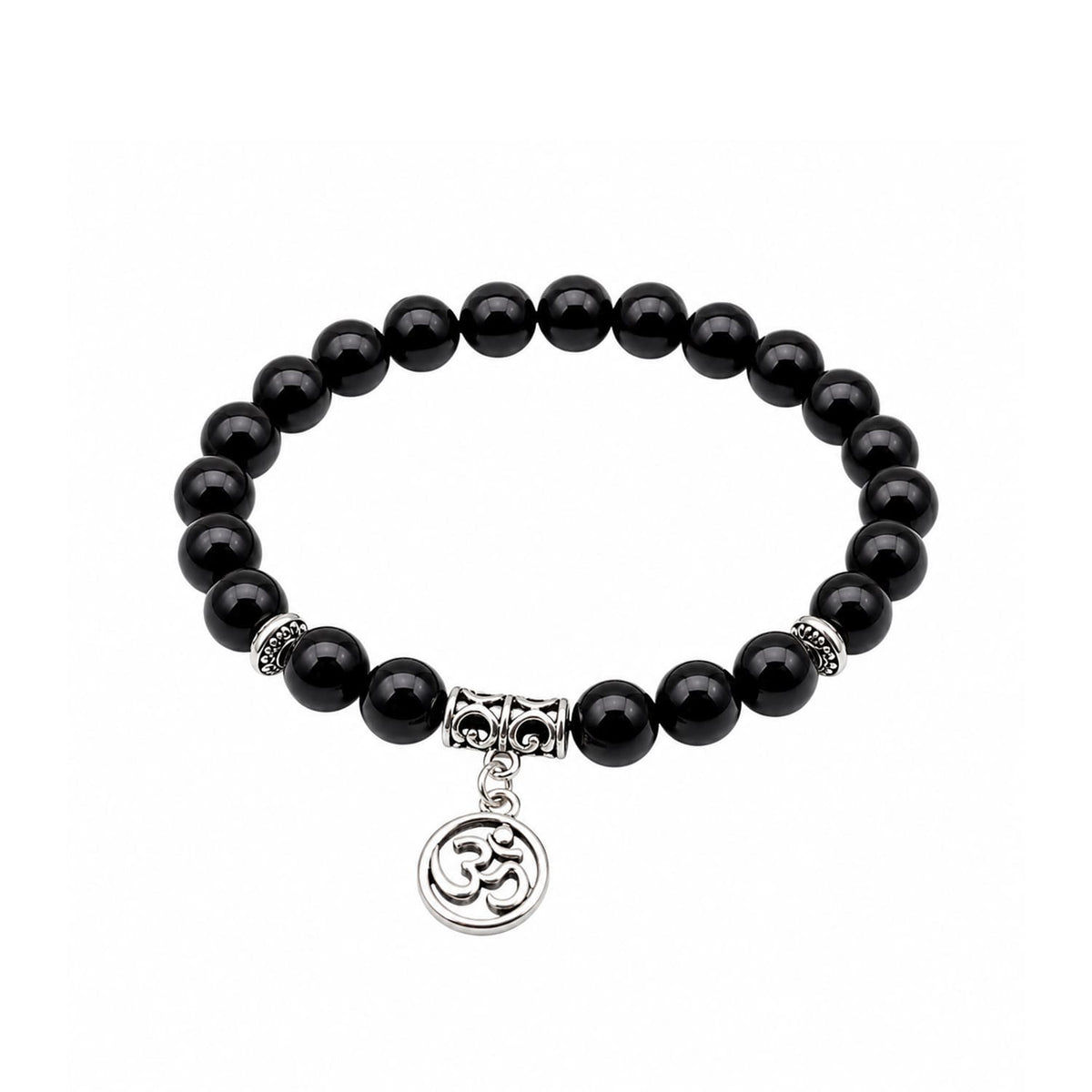 Black Obsidian Om Charm Bracelet