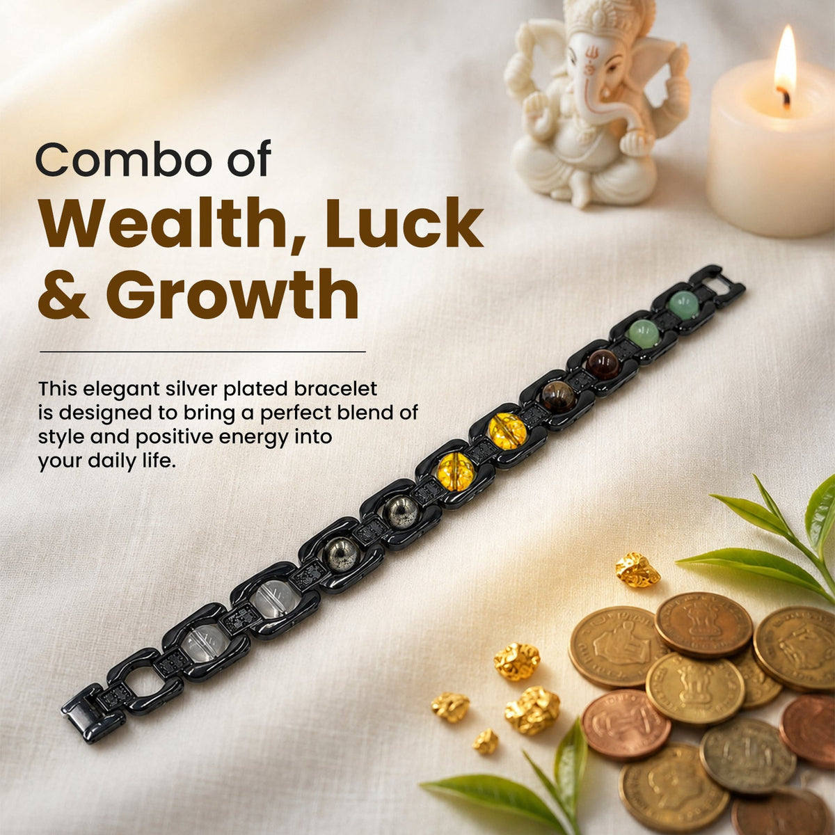 Black Metal Dhan Yog Bracelet
