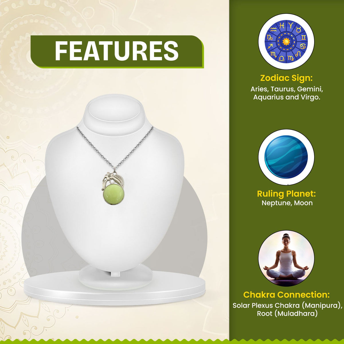Bowenite Crystal Round Pendant