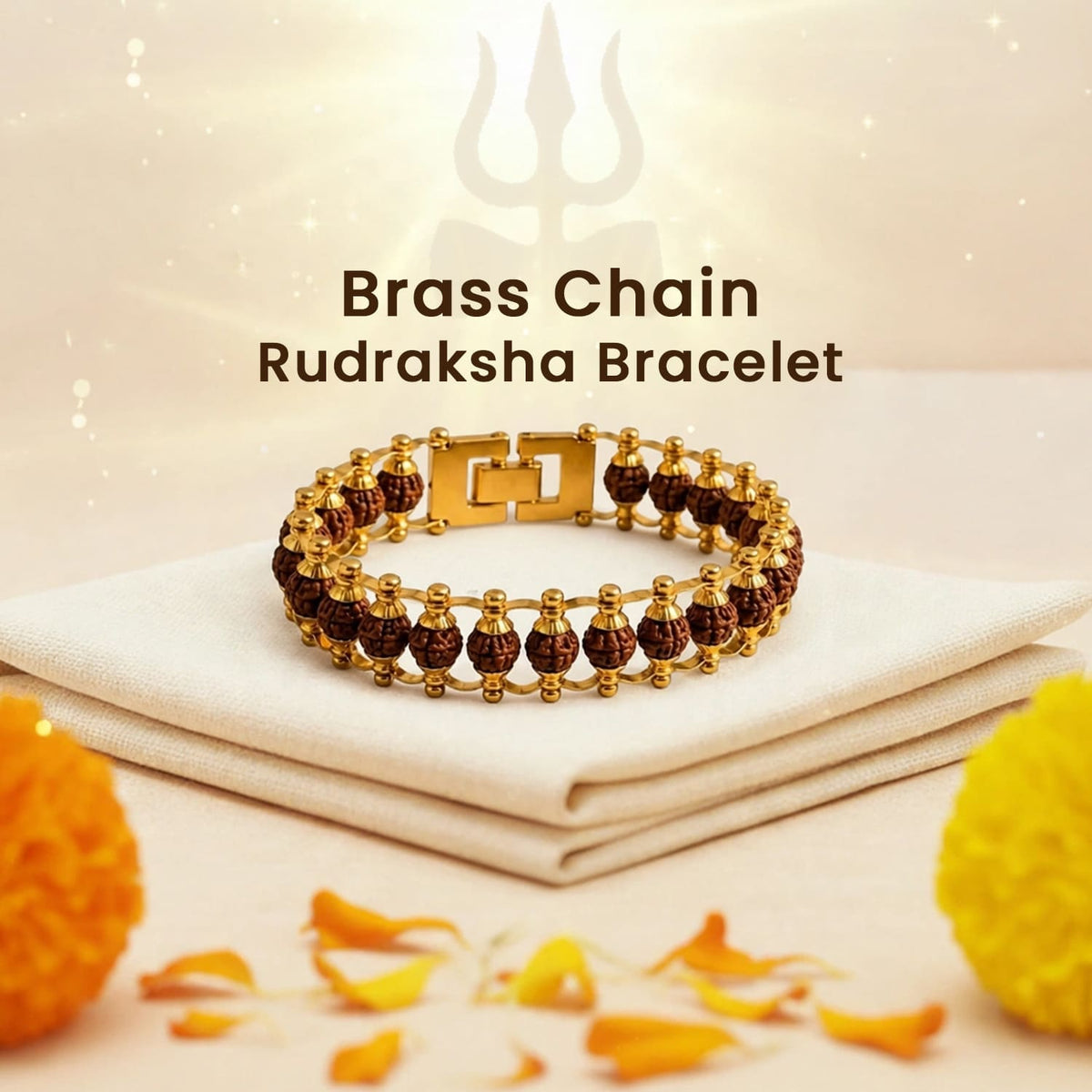 Brass Chain Rudraksha Bracelet