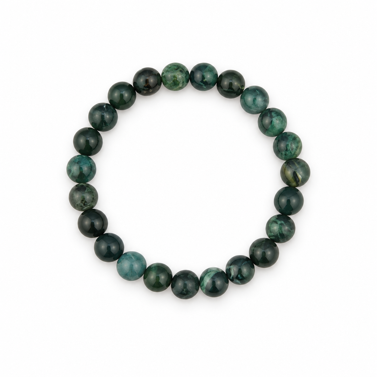 Natural Moss Agate Bracelet for Men & Women | 8–9 mm Beads | Unisex Growth & Abundance Bracelet