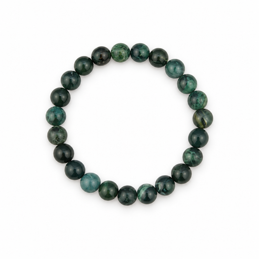 Natural Moss Agate Bracelet for Men & Women | 8–9 mm Beads | Unisex Growth & Abundance Bracelet