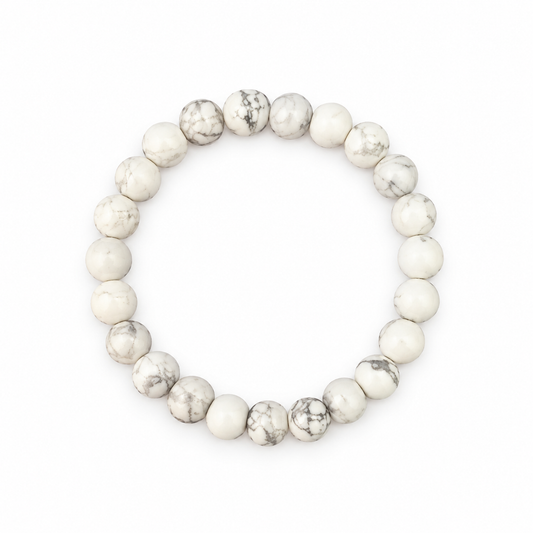 Natural Howlite Stone Bracelet for Men & Women | 8–9 mm Beads | Unisex Calm & Balance Bracelet