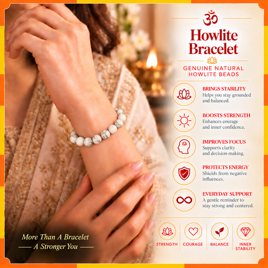 Natural Howlite Stone Bracelet for Men & Women | 8–9 mm Beads | Unisex Calm & Balance Bracelet