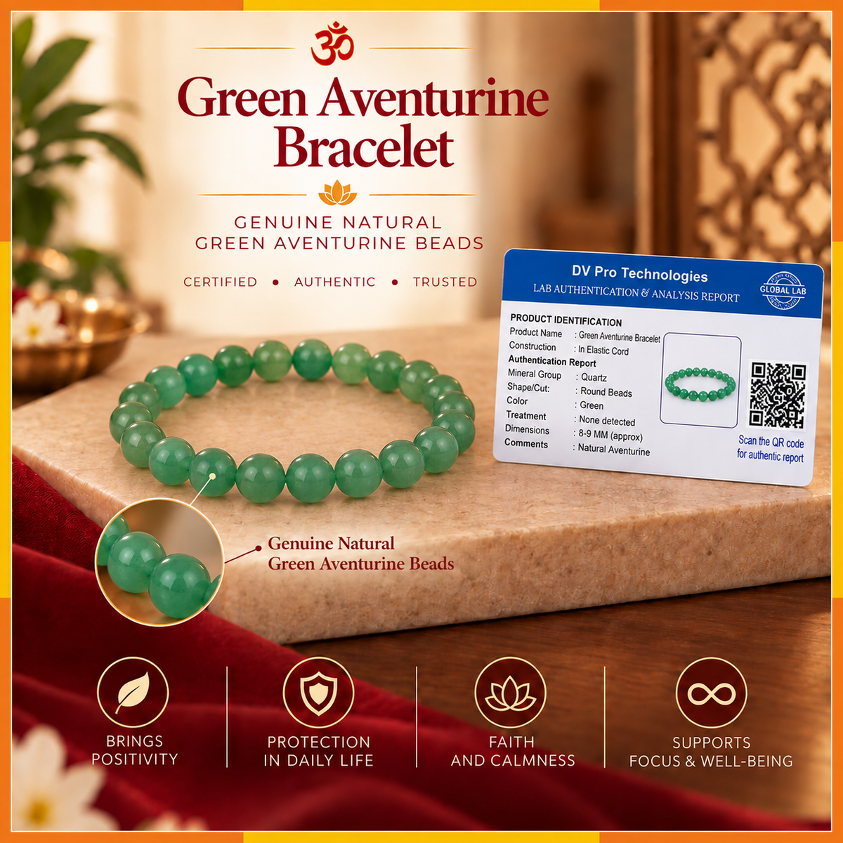 Natural  Green Jade Bracelet for Men & Women | 8–9 mm Beads | Unisex Luck & Prosperity Bracelet
