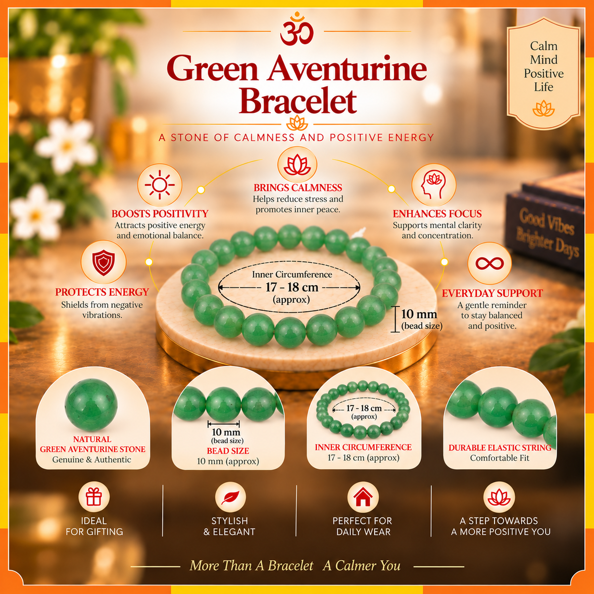 Natural  Green Jade Bracelet for Men & Women | 8–9 mm Beads | Unisex Luck & Prosperity Bracelet