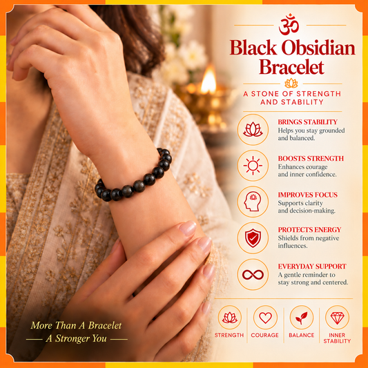 Natural Black Obsidian Bracelet for Men & Women | 8–9 mm Beads | Unisex Protection & Grounding Bracelet