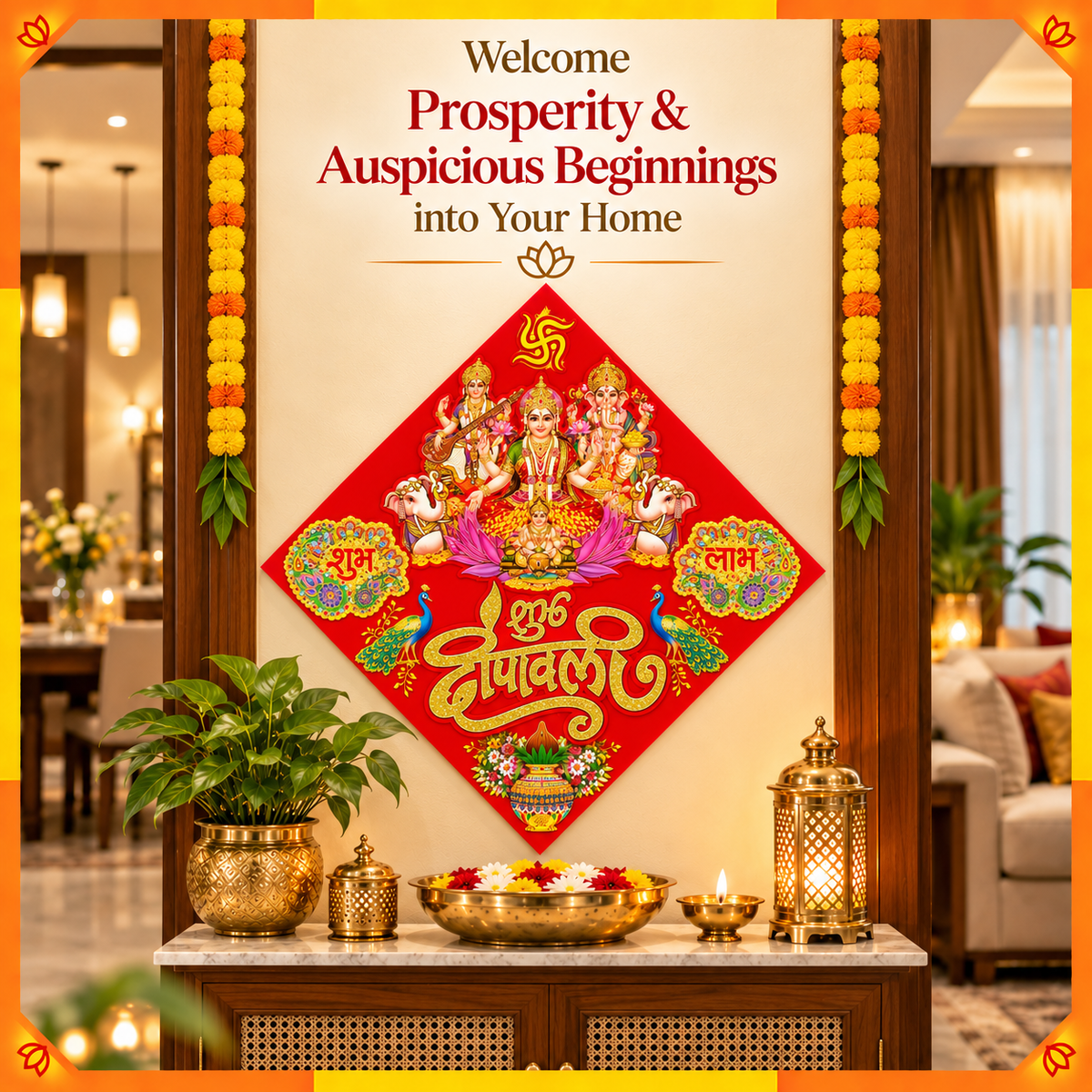 Lakshmi Ganesha Shubh Deepawali Decorative Sticker | Diwali Door & Home Entrance Décor