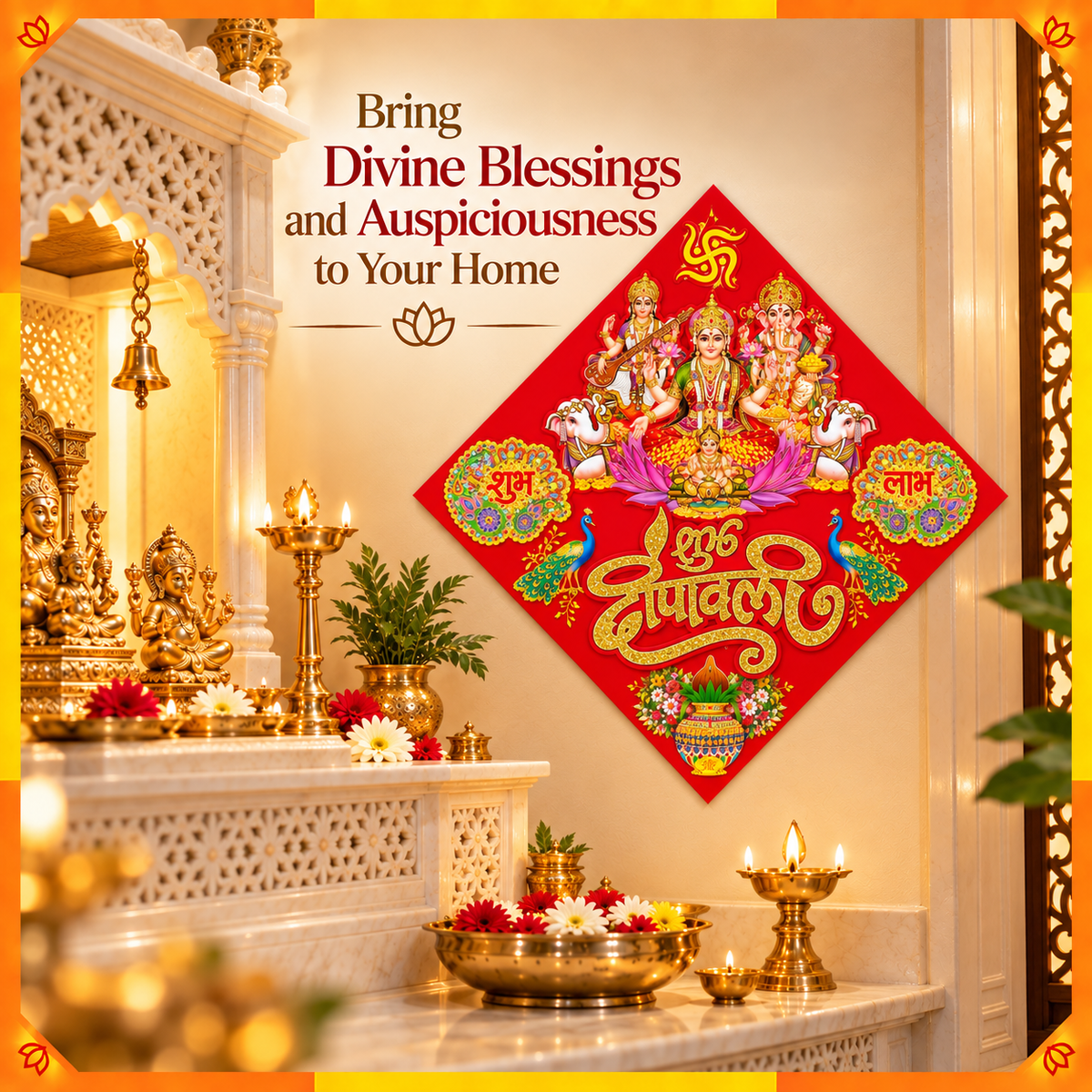 Lakshmi Ganesha Shubh Deepawali Decorative Sticker | Diwali Door & Home Entrance Décor