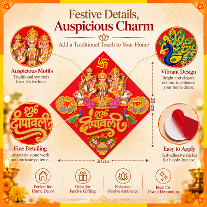 Lakshmi Ganesha Shubh Deepawali Decorative Sticker | Diwali Door & Home Entrance Décor