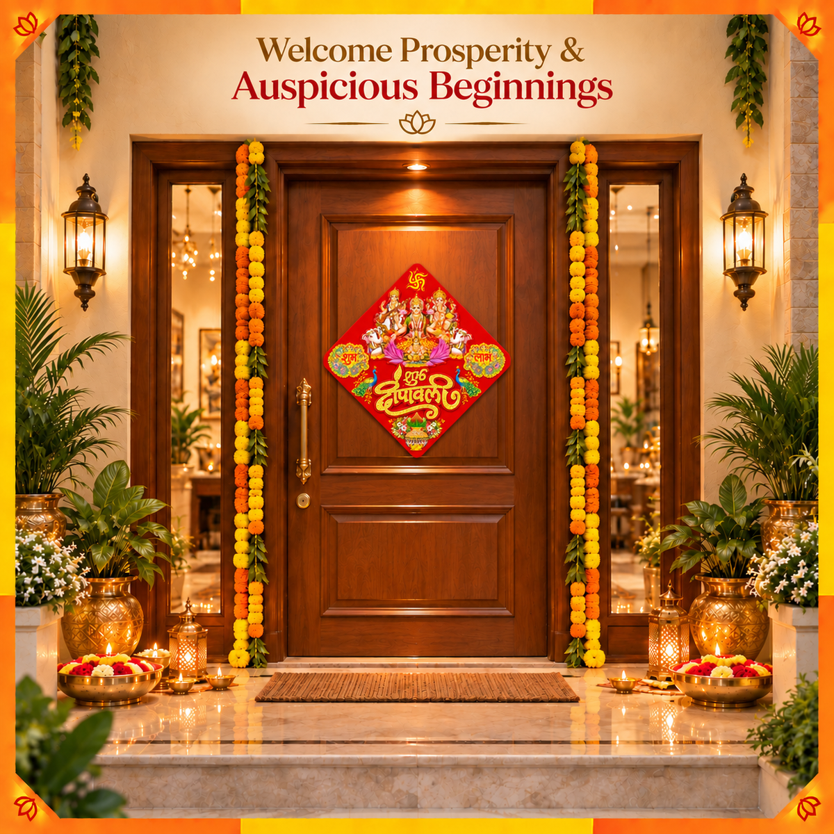 Lakshmi Ganesha Shubh Deepawali Decorative Sticker | Diwali Door & Home Entrance Décor