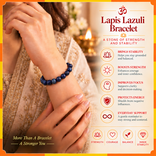 Natural Lapis Lazuli Stone Bracelet for Men & Women | 8–9 mm Beads | Unisex Wisdom & Confidence Bracelet