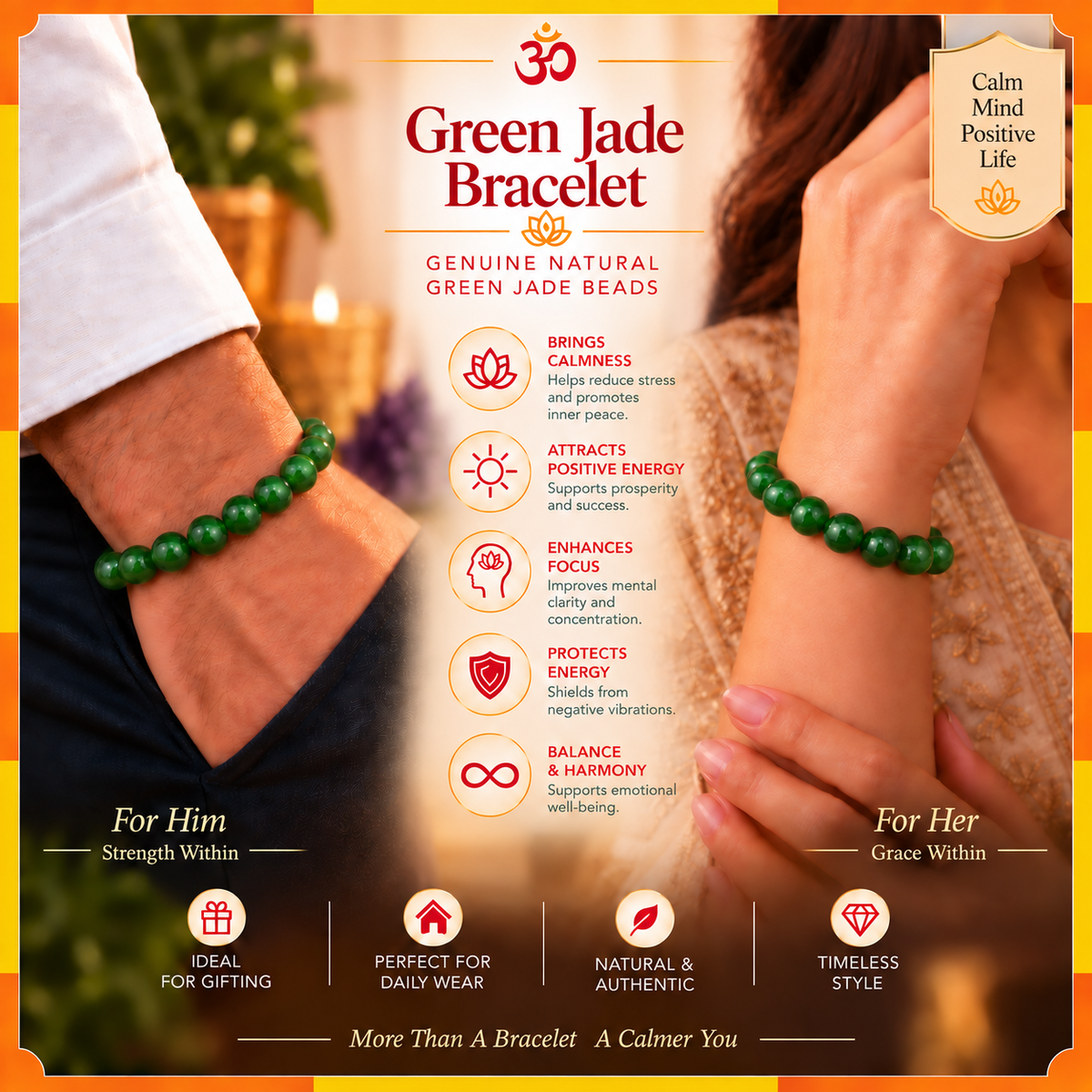 Natural Green Aventurine Bracelet for Men & Women | 8–9 mm Beads | Unisex Prosperity & Harmony Bracelet