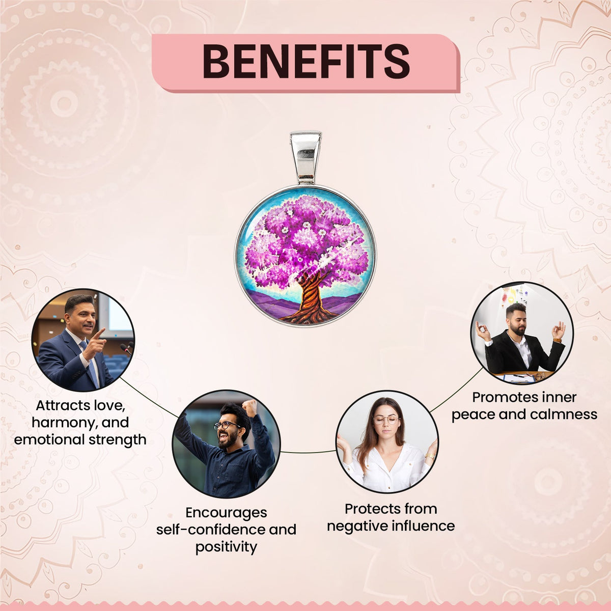 Cherry Blossom Tree Crystal Pendant