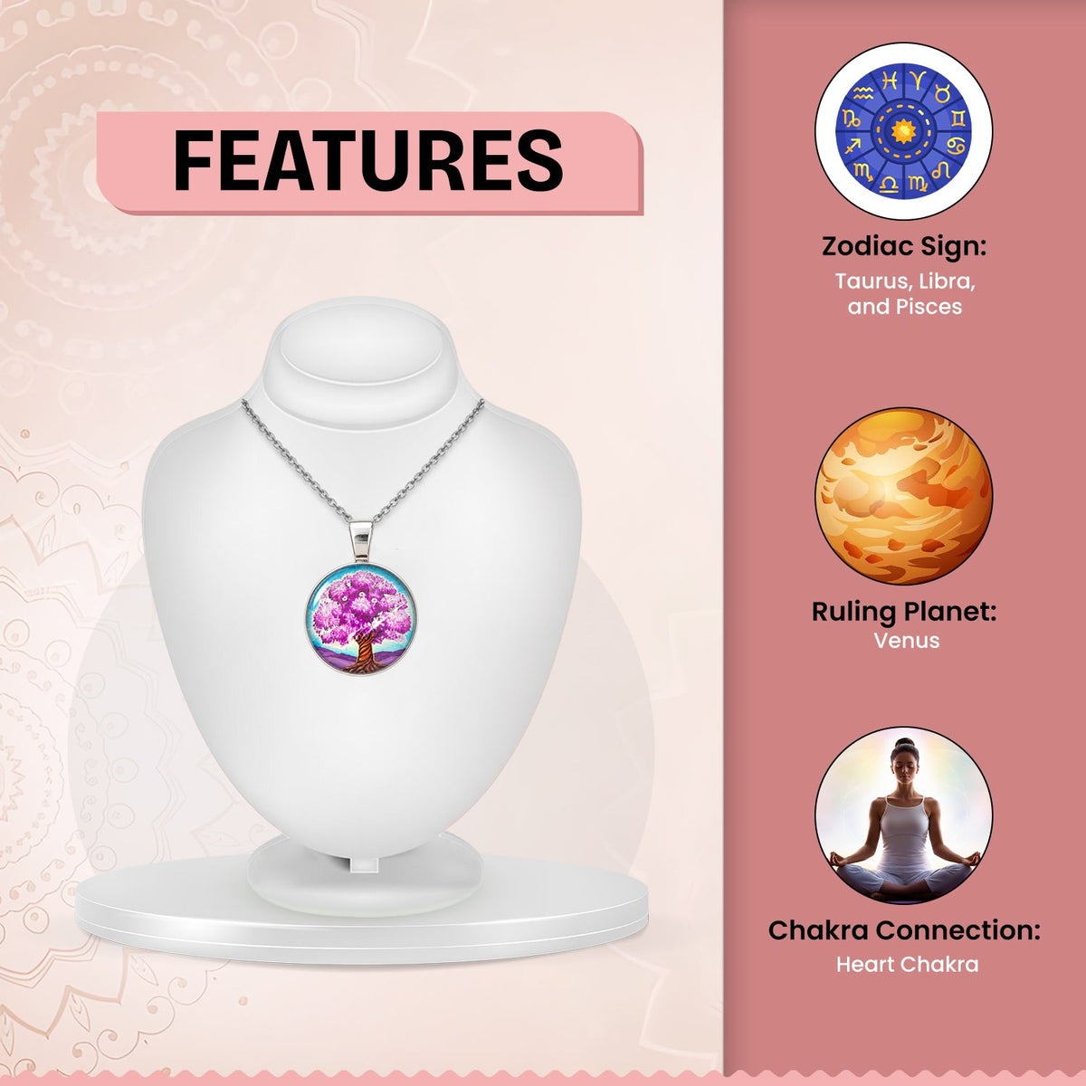 Cherry Blossom Tree Crystal Pendant
