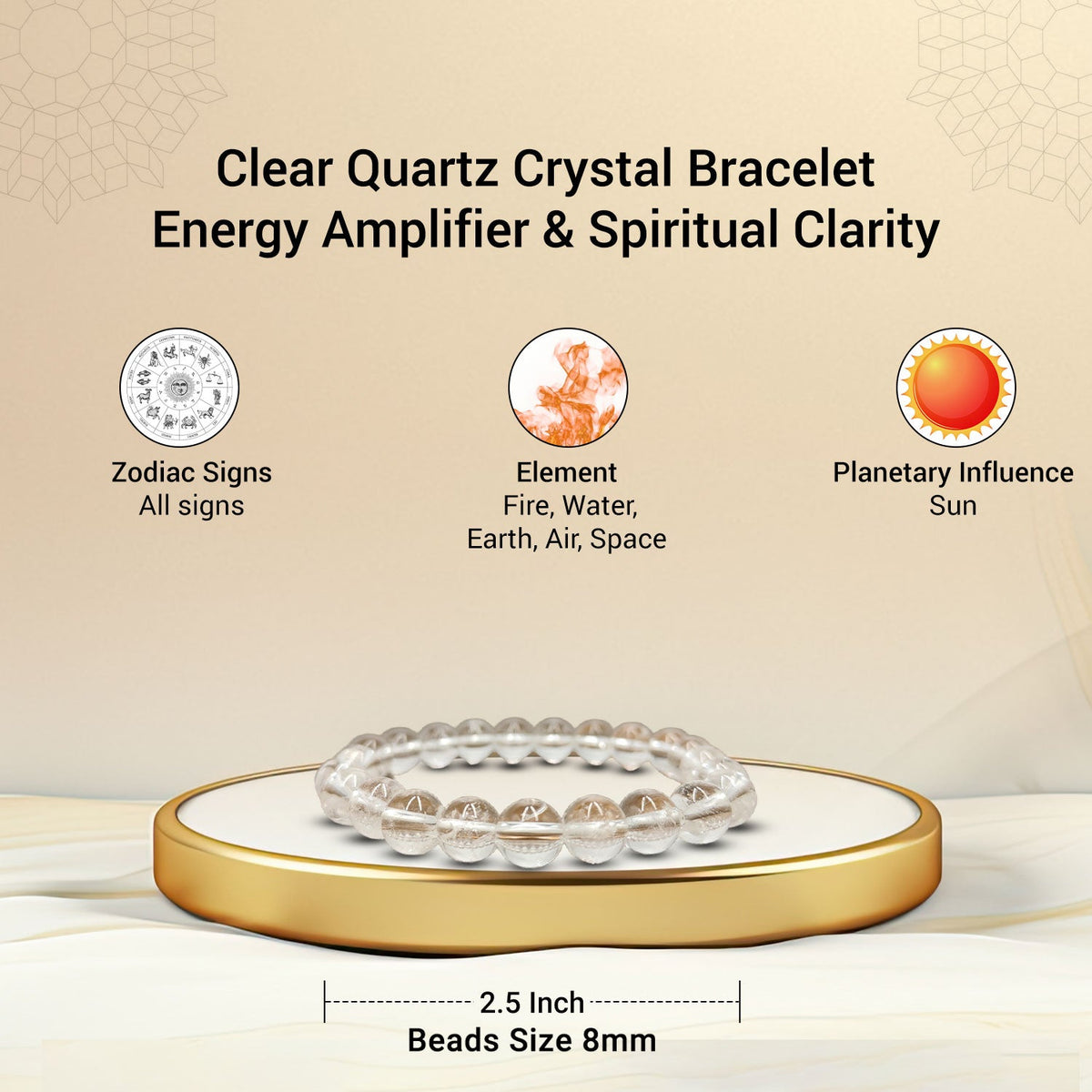 Clear Quartz AAA Quality Diamond Cut Bracelet To Dispelling Negative Energy-(8mm)